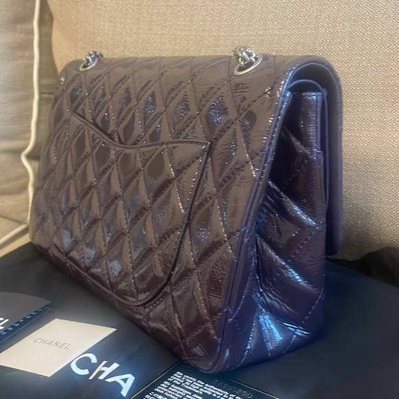 Chanel Eggplant Purple Patent Leather Reissue 227 Classic Double Flap - Picture 3 of 15